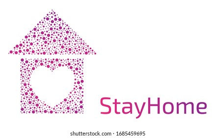 Stay home, heart, house. Stay at home awareness social media campaign and coronavirus prevention. Covid-19