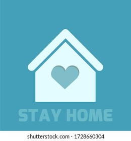 Stay home with heart icon.virus prevention concepts. 