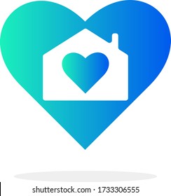 Stay home, heart, protection campaign logo Virus prevention concept, home sticker symbol vector vectors,Vector illustration