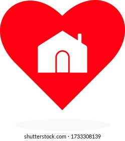 Stay home, heart, protection campaign logo Virus prevention concept, home sticker symbol vector vectors,Vector illustration