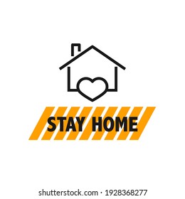Stay home. Heart with home shape designed as a logo or icon on white. Stock vector