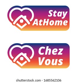 Stay home, heart, home sticker colorful symbol vector 