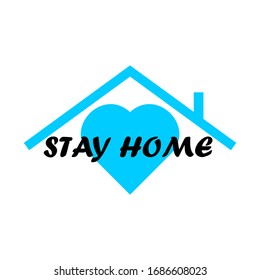 stay home, heart, home sticker symbol vector