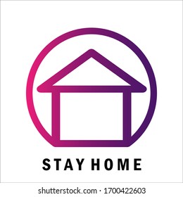 stay home, heart, home sticker symbol vector