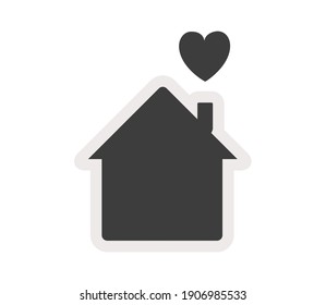 	
stay home, heart, home sticker symbol vector illustration