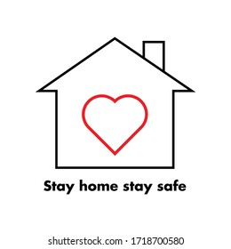 stay home, heart, vector illustration.