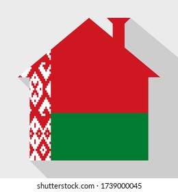 stay at home icon with belarus flag