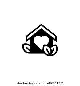 Stay at home icon in black solid flat design icon isolated on white background
