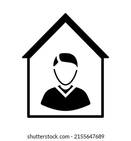 Stay Home Icon. Black Stencil Design. Vector Illustration.