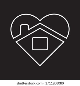 stay at home icon. black and white flat design 