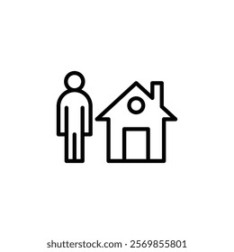 Stay home icon Black and white outline vector