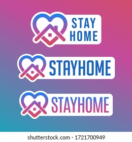 Stay Home Icon and Button for social media networking, Quarantine, Coronavirus, Stay home Sticker vector. Stay Home social media campaign for corona virus preventive.