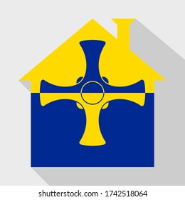 stay at home icon with county durham flag