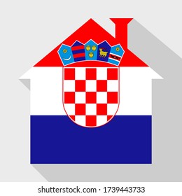 stay at home icon with croatia flag