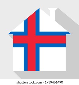 stay at home icon with faroe islands flag