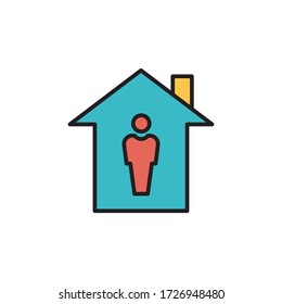 stay at home icon filled outline vector illustration. isolated on white background