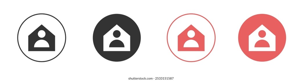 Stay home icon Flat set in black and white color