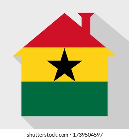 stay at home icon with ghana flag