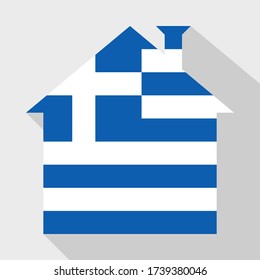 stay at home icon with greece flag