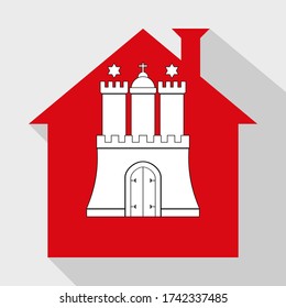 stay at home icon with hamburg flag