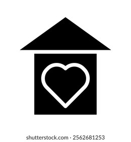 Stay home icon with heart. Concept of love, care, and safety.