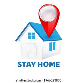 stay home icon with house and location pin