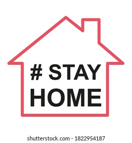 Stay home icon, house symbol, quarantine covid virus vector illustration isolated on white background