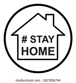 Stay home icon, house symbol, quarantine covid virus vector illustration isolated on white background