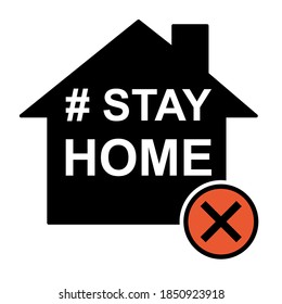 Stay home icon, house symbol, quarantine covid virus vector illustration isolated on white background