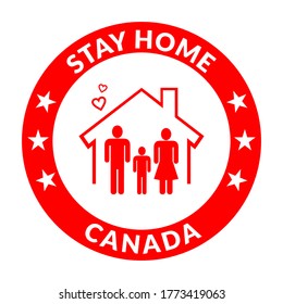 stay at home icon illustration with house and family symbol