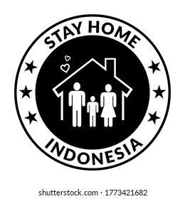 stay home icon illustration with house and family symbol