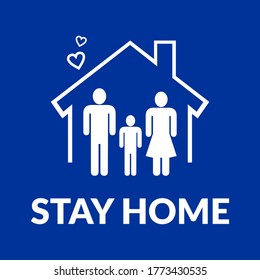stay home icon illustration with house and family symbol