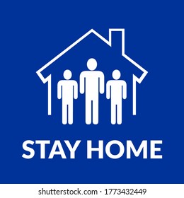 stay home icon illustration with house and family symbol