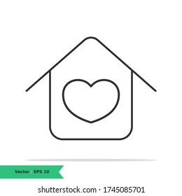 Stay at home icon illustration. Social Distancing sign symbol. Vector Line Icon. EPS 10
