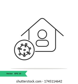 Stay at home icon illustration. Social Distancing sign symbol. Vector Line Icon. EPS 10