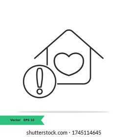 Stay at home icon illustration. Social Distancing sign symbol. Vector Line Icon. EPS 10