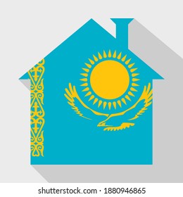 stay at home icon with kazakhstan flag