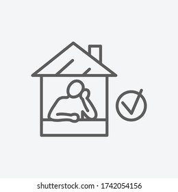 Stay home icon line symbol. Isolated vector illustration of icon sign concept for your web site mobile app logo UI design.