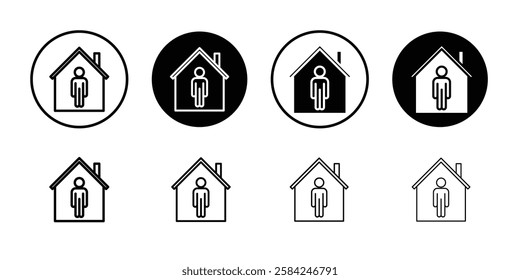 Stay home icon linear logo isolated