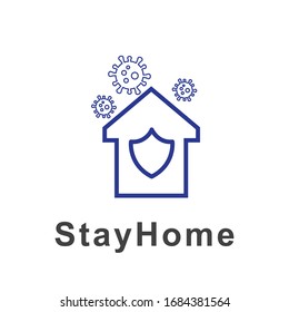 Stay At Home Icon Logo Design. Sticker For Social Media. Logo Home Care,home Protect Design. Eps10