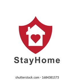 Stay at home icon logo design. sticker for social media. Logo home care,home protect design. eps10