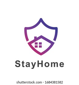 Stay at home icon logo design. sticker for social media. Logo home care,home protect design. eps10