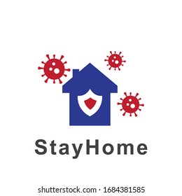 Stay At Home Icon Logo Design. Sticker For Social Media. Logo Home Care,home Protect Design. Eps10