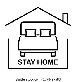 Stay home icon in modern line style design. Vector illustration isolated on white background.