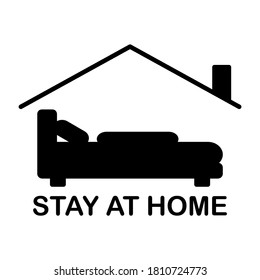 Stay at  home icon in modern silhouette style design. Vector illustration isolated on white background.