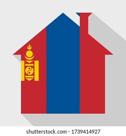 stay at home icon with mongolia flag