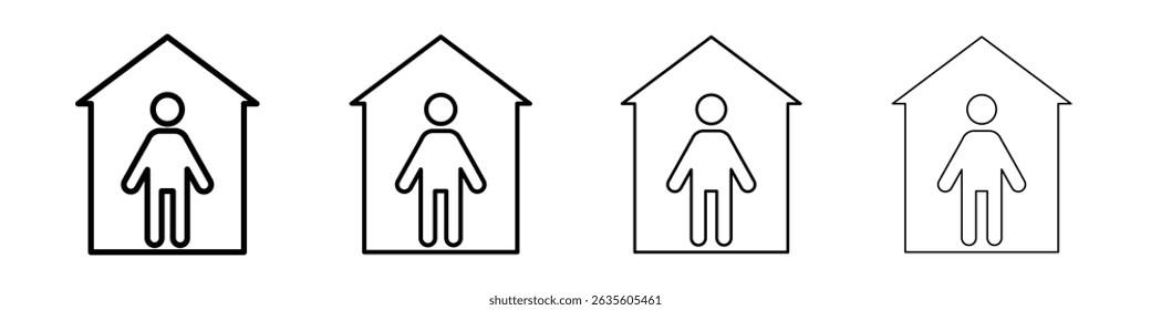Stay home icon Outline sign symbol set