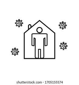 Stay At Home Icon Outline Style To Avoid The Mass Of People Who Are Vulnerable To The Virus