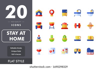 Stay at home icon pack isolated on white background. for your web site design, logo, app, UI. Vector graphics illustration and editable stroke. EPS 10.