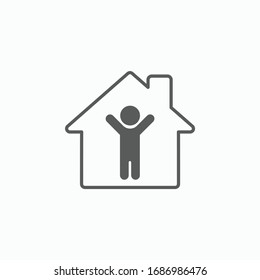 Stay Home Icon, People Stay At Home Vector